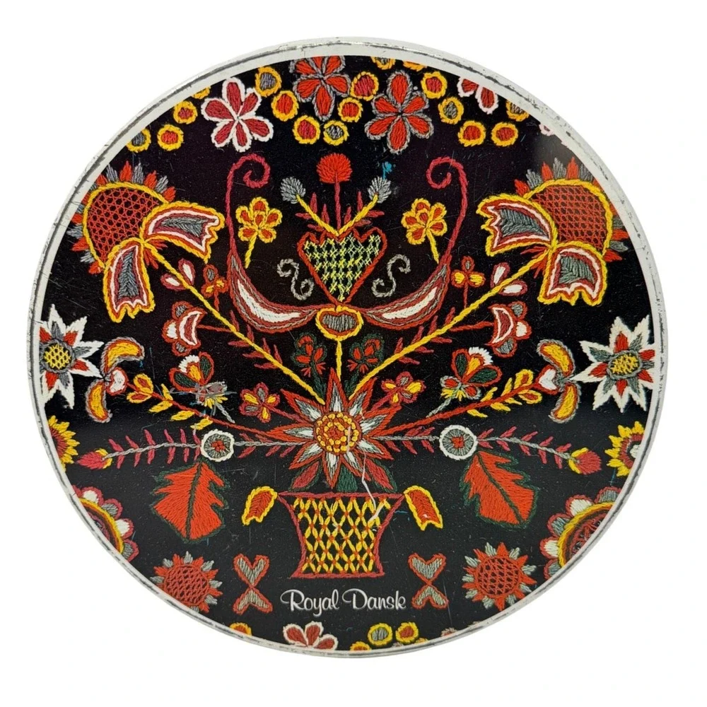 Vintage‎ Royal Dansk Covered Cookie Tin Retro 1970s Danish Modern Hedebo